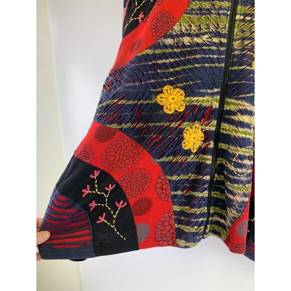 Rising International Full Zip Hoodie Lightweight Cotton Floral Embroidered XXL - Picture 5 of 14